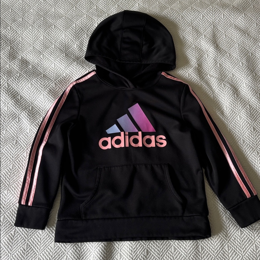 Adidas Black Hoodie with Pink Accents